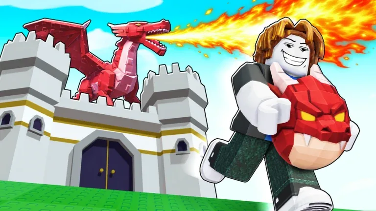 A dragon over the castle course in Race for Eggs